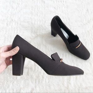 Bandolino Brown Copper Bit Square Heeled Loafers